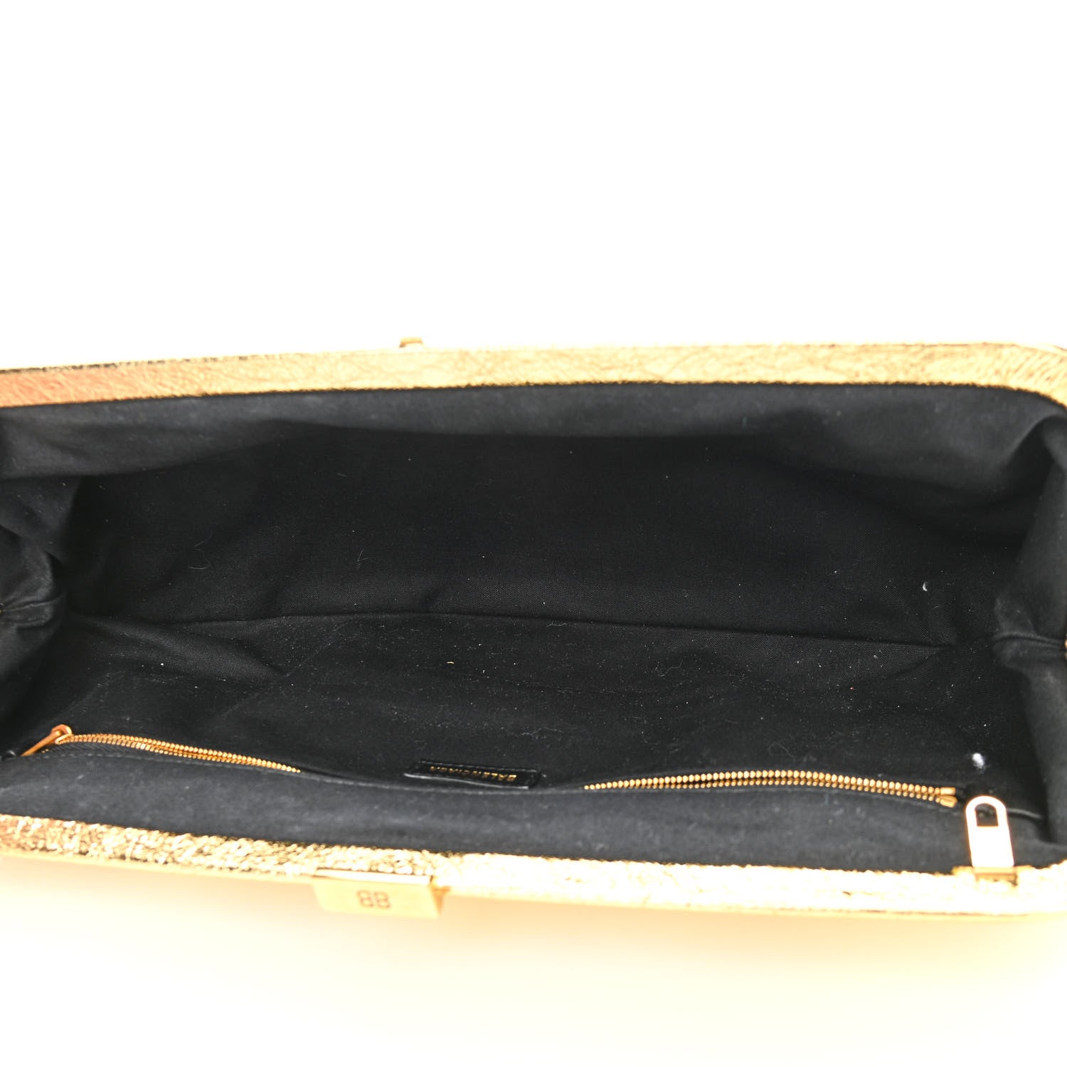 Balenciaga Metallic Textured Calfskin Logo XL Cloud Clutch Gold 5 of 10