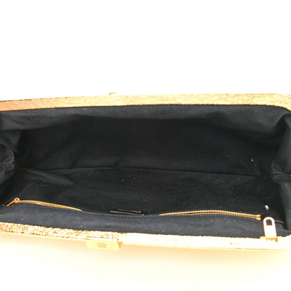 Balenciaga Metallic Textured Calfskin Logo XL Cloud Clutch Gold 5 of 10