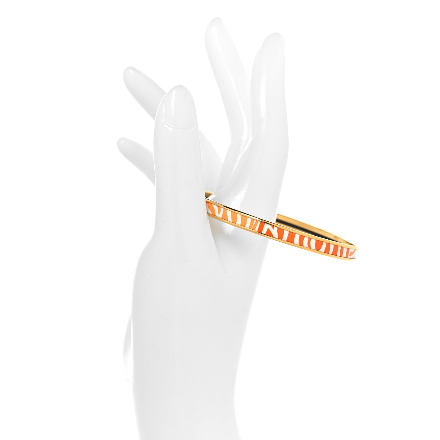 Enamel Printed Extra Narrow Zebres De Tanzanie Bracelet 65 Orange White