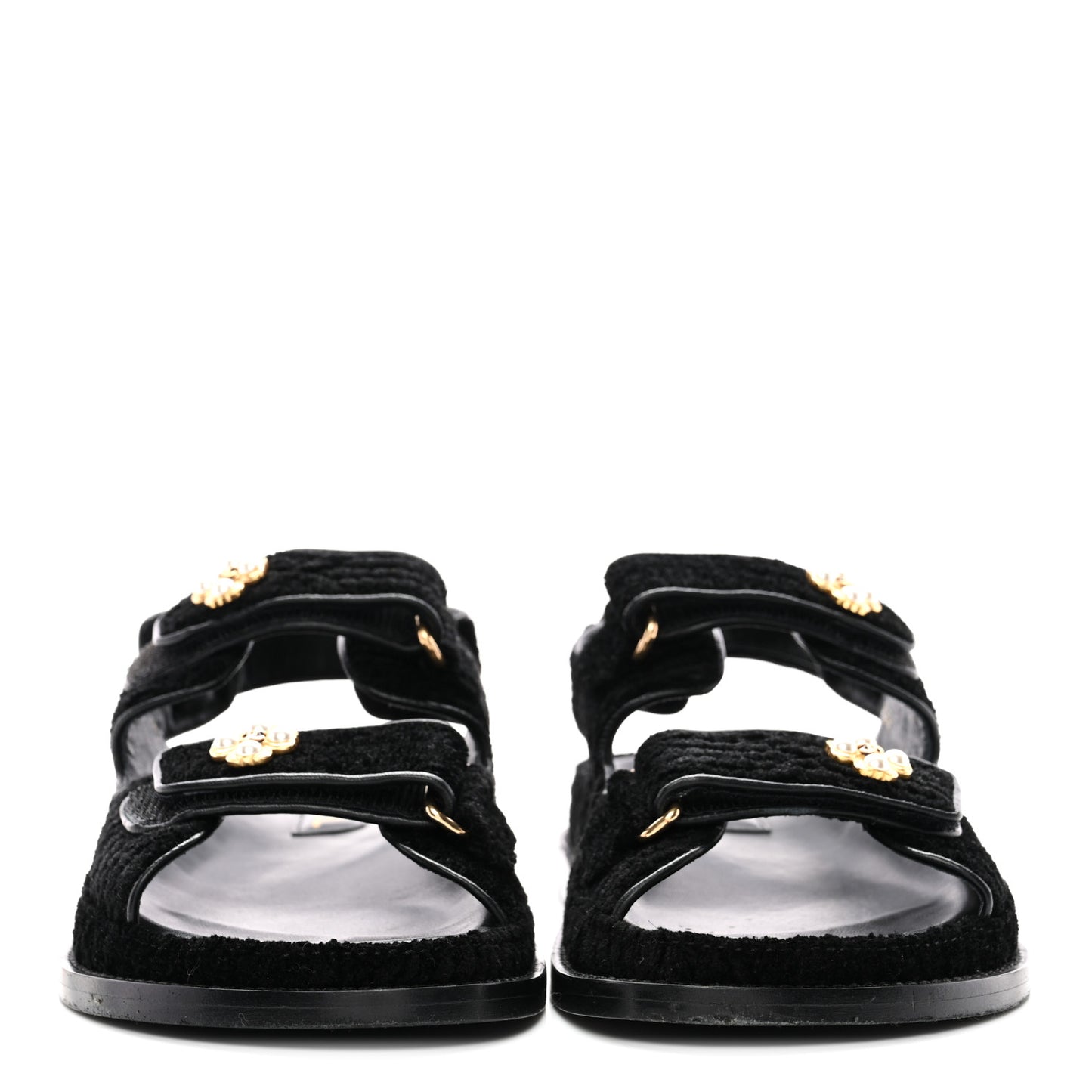 Tweed Velcro Dad Sandals 37 Black