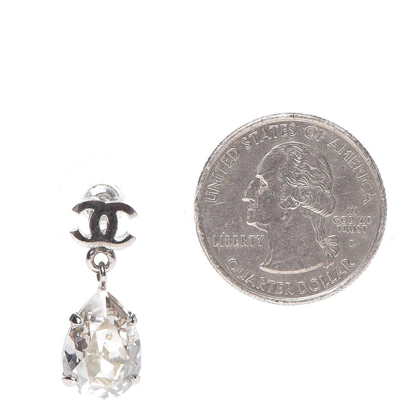 CC Crystal Teardrop Dangle Earrings Silver