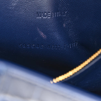 Balenciaga Shiny Calfskin Crocodile Embossed Small Hourglass Top Handle Bag Navy 8 of 14