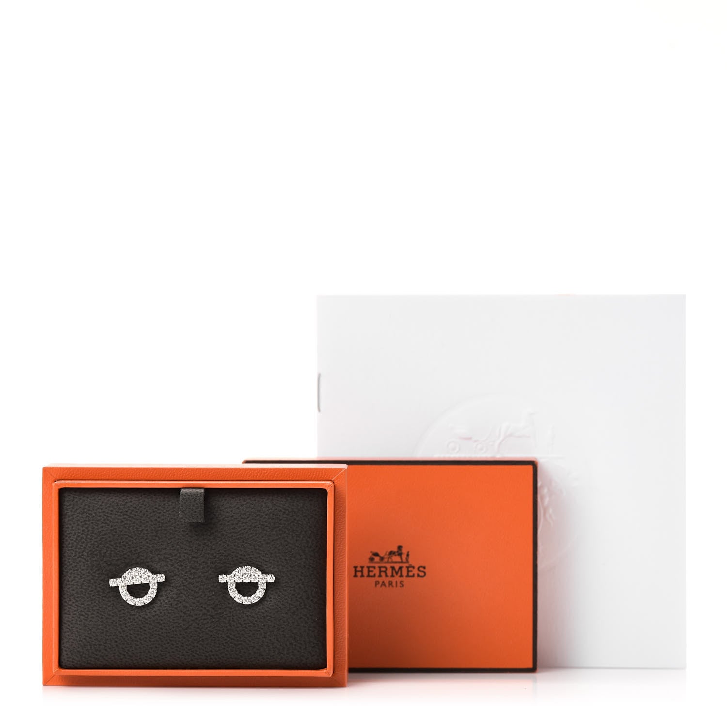 Hermes 18K White Gold Diamond Finesse Earrings 5 of 5