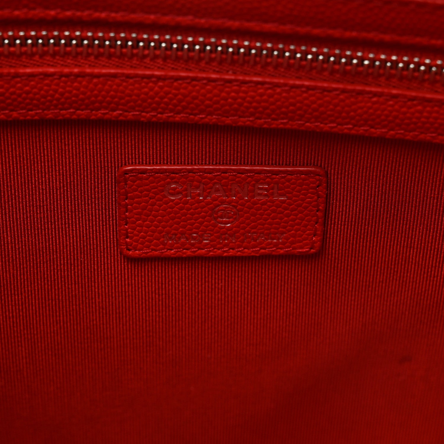 Chanel Caviar Chevron Quilted Large Cosmetic Case Red 6 of 7