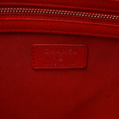 Chanel Caviar Chevron Quilted Large Cosmetic Case Red 6 of 7
