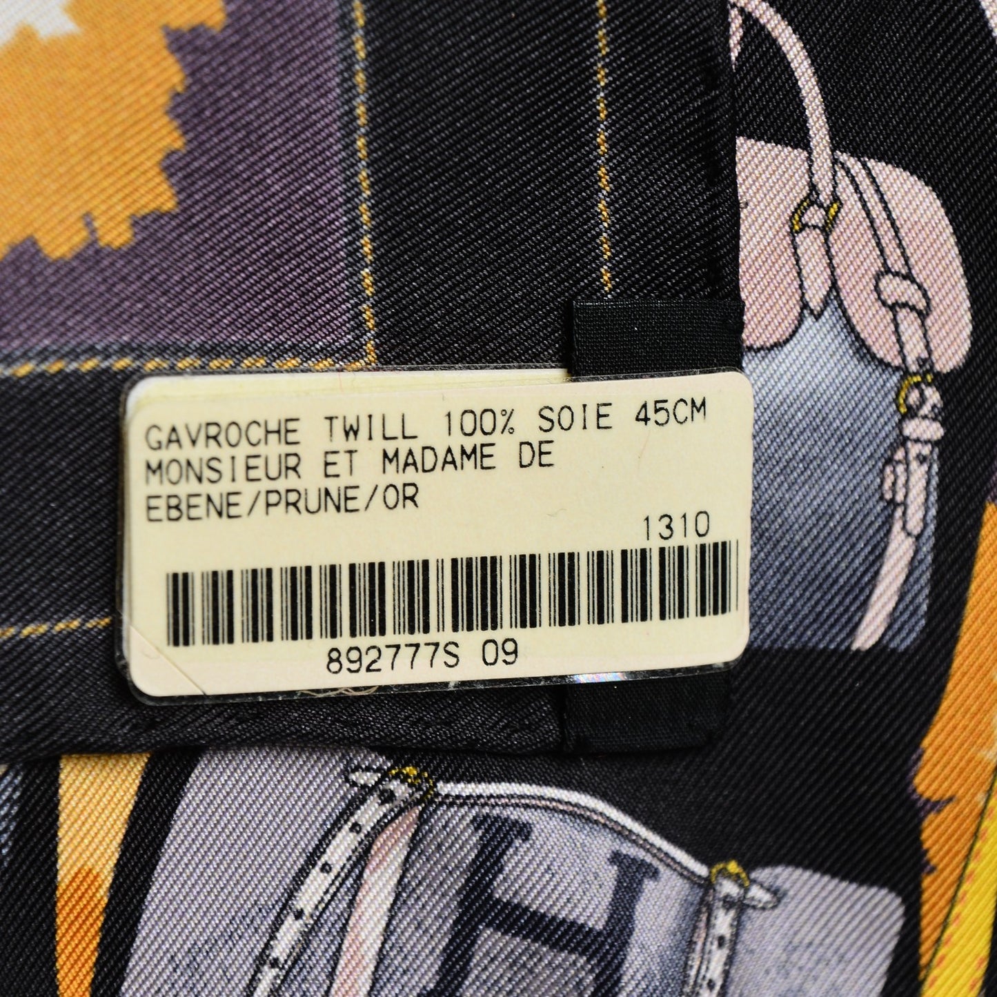Silk Gavroche Monsieur et Madame Pocket Square Scarf Ebene Prune Or