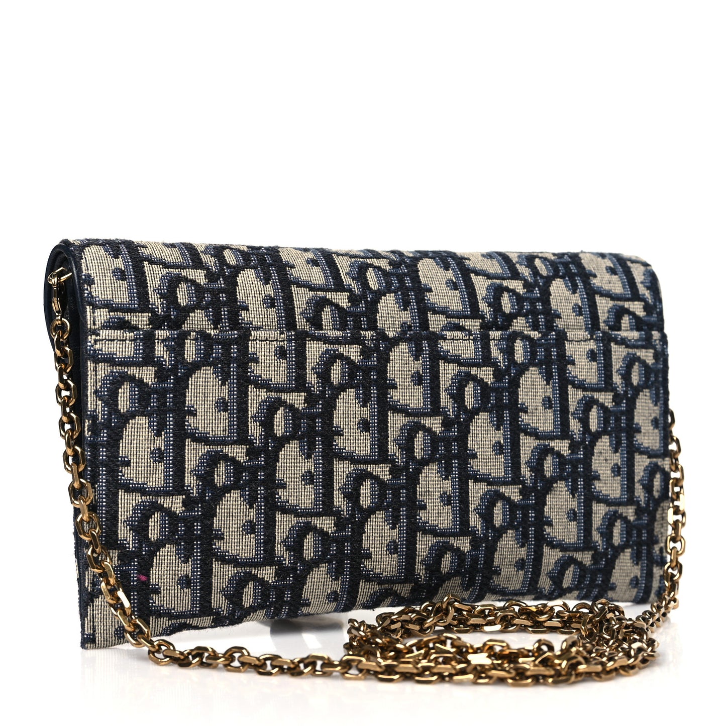 Oblique Saddle Chain Long Wallet Blue