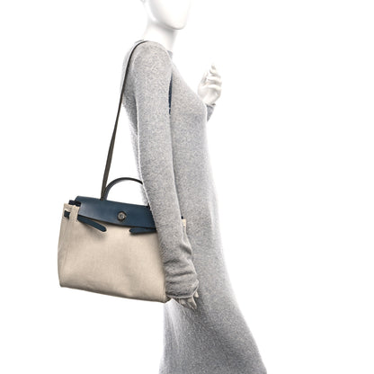 Hermes Toile Vache Calfskin Herbag PM 30 Navy Bleu Natural 2 of 11
