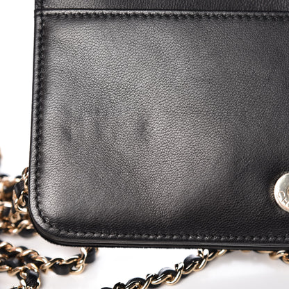 Chanel Velvet Pearl Diamond Embellished Wallet On Chain WOC Black 14 of 19