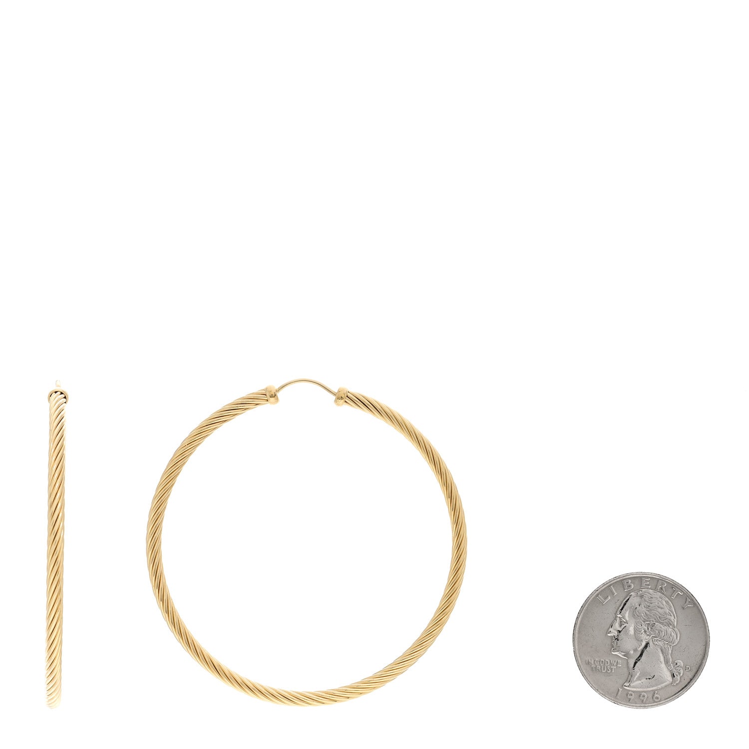 David Yurman 18K Yellow Gold Large Cable Classics Hoop Earrings 2 of 4