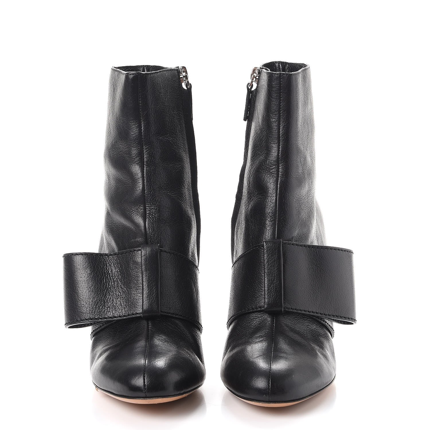 Valentino Garavani Calfskin Bow Ankle Boots 40.5 Black 2 of 14