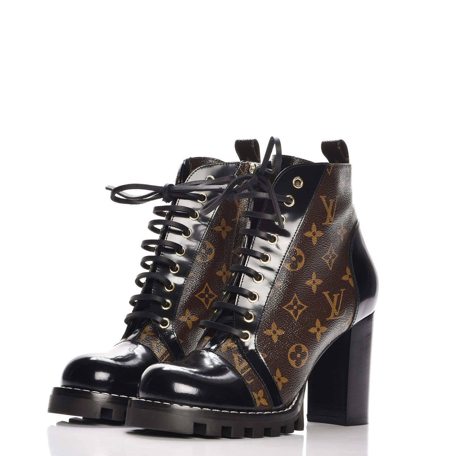Louis Vuitton Patent Calfskin Monogram Star Trail Ankle Boots 41 Black 3 of 9