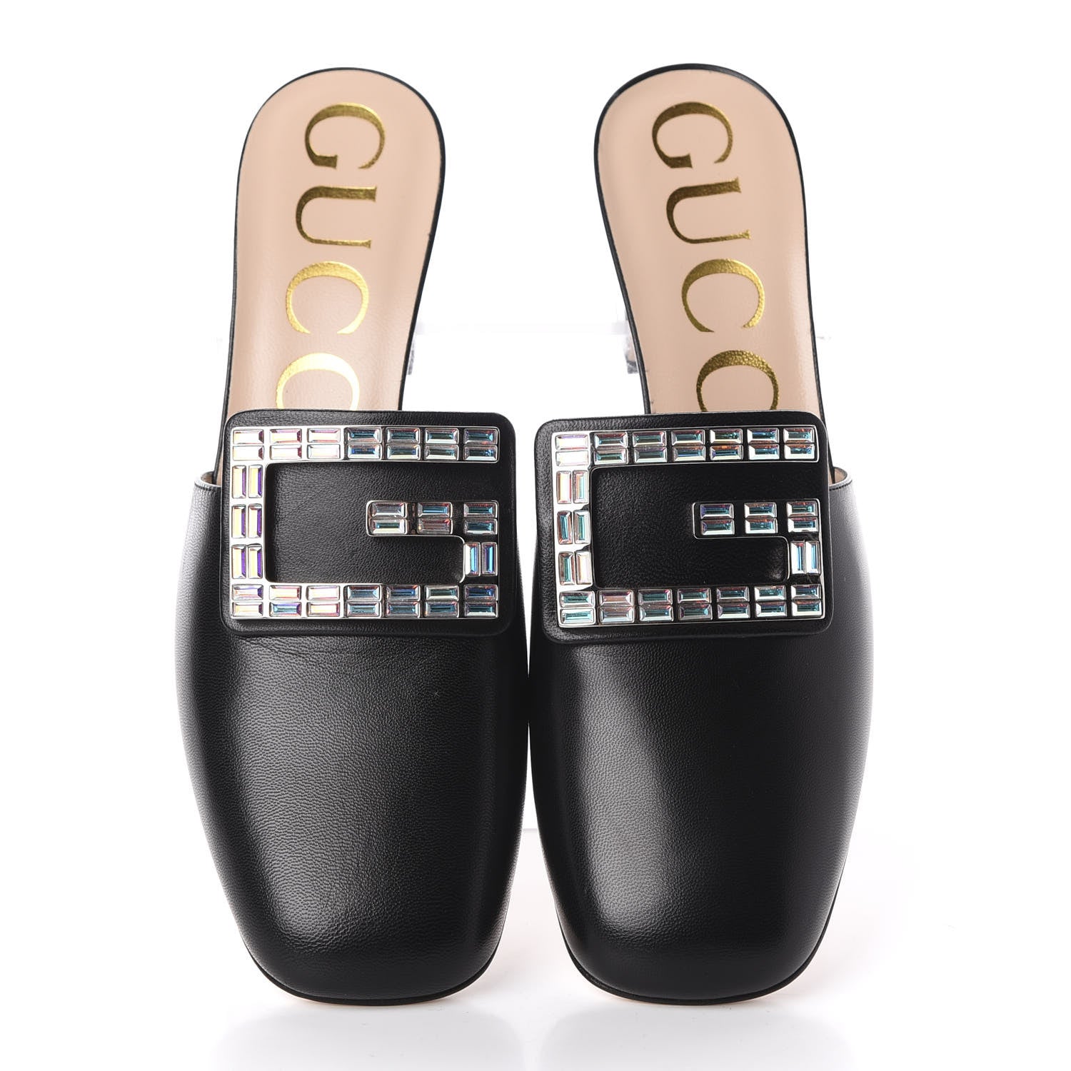 Gucci Malaga Kid Crystal Square G Madelyn 60mm Mules 37.5 Black 5 of 11
