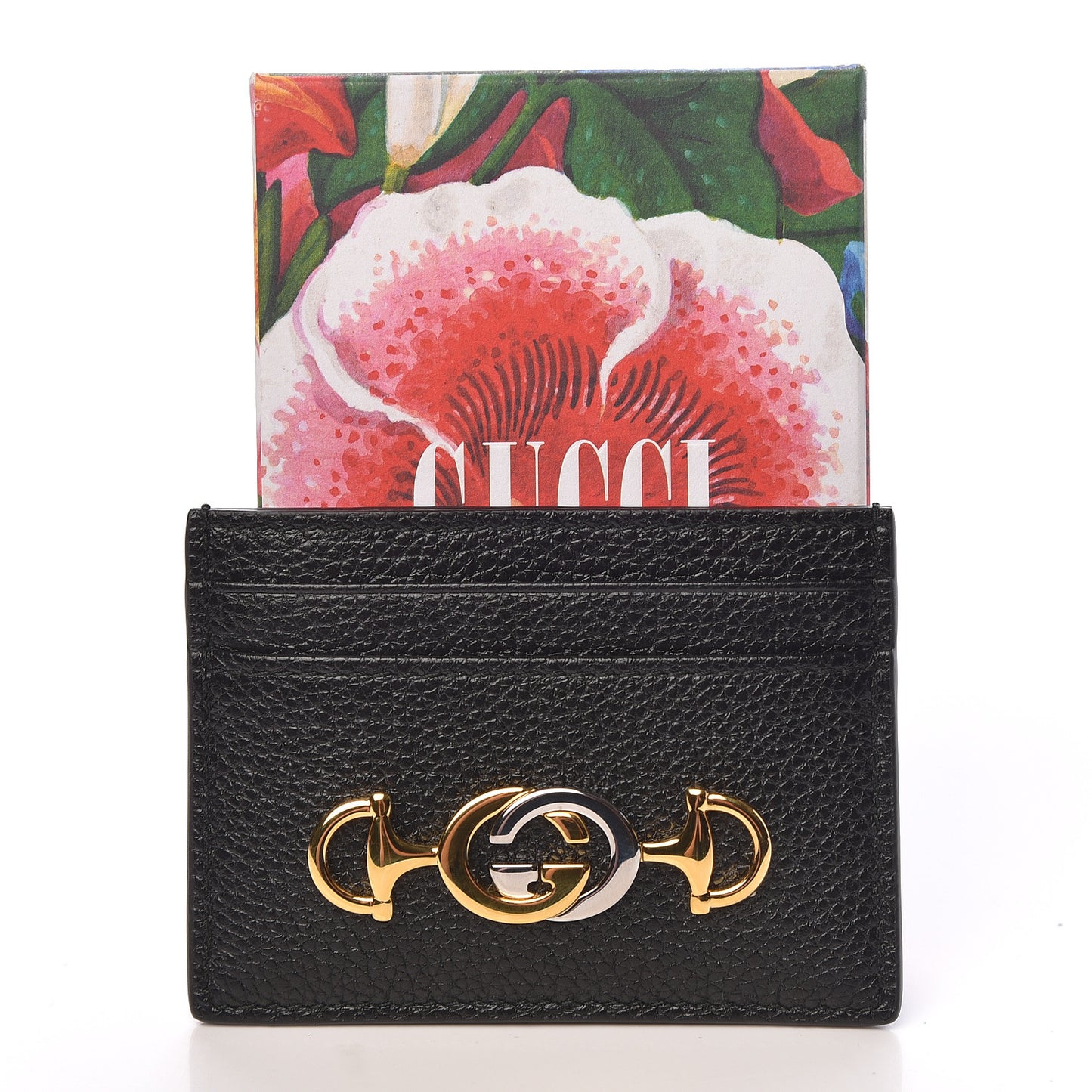 Grainy Calfskin Zumi Card Holder Black