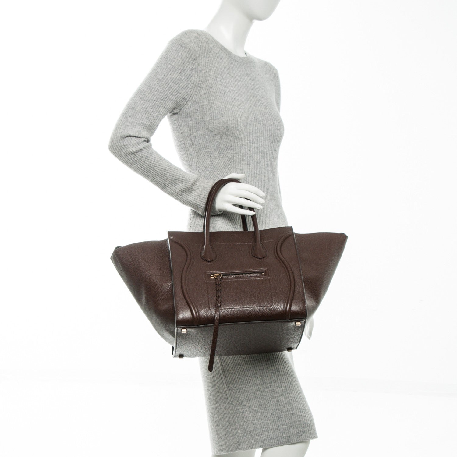 Celine Shiny Grained Calfskin Medium Phantom Luggage Brown 2 of 7