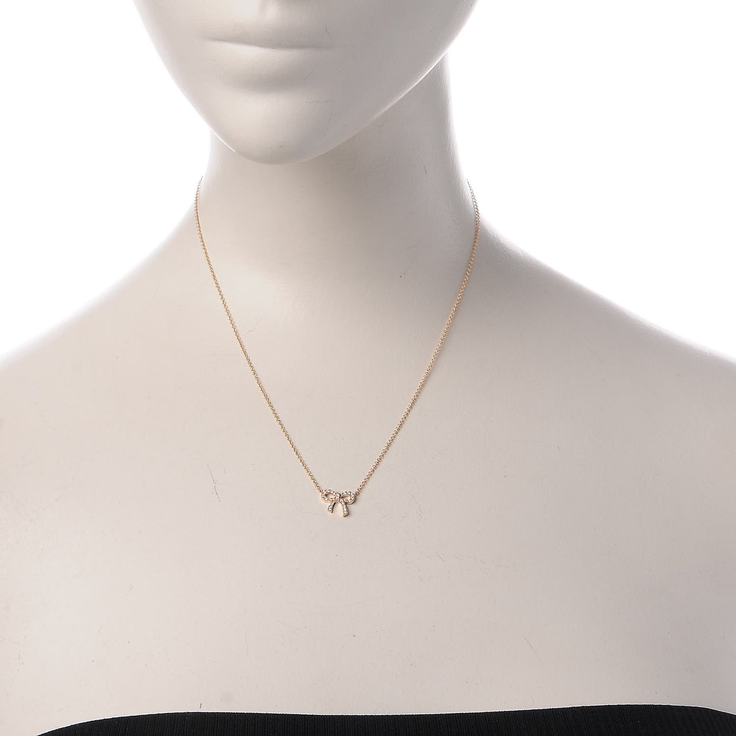 18K Rose Gold Diamond Mini Bow Pendant Necklace