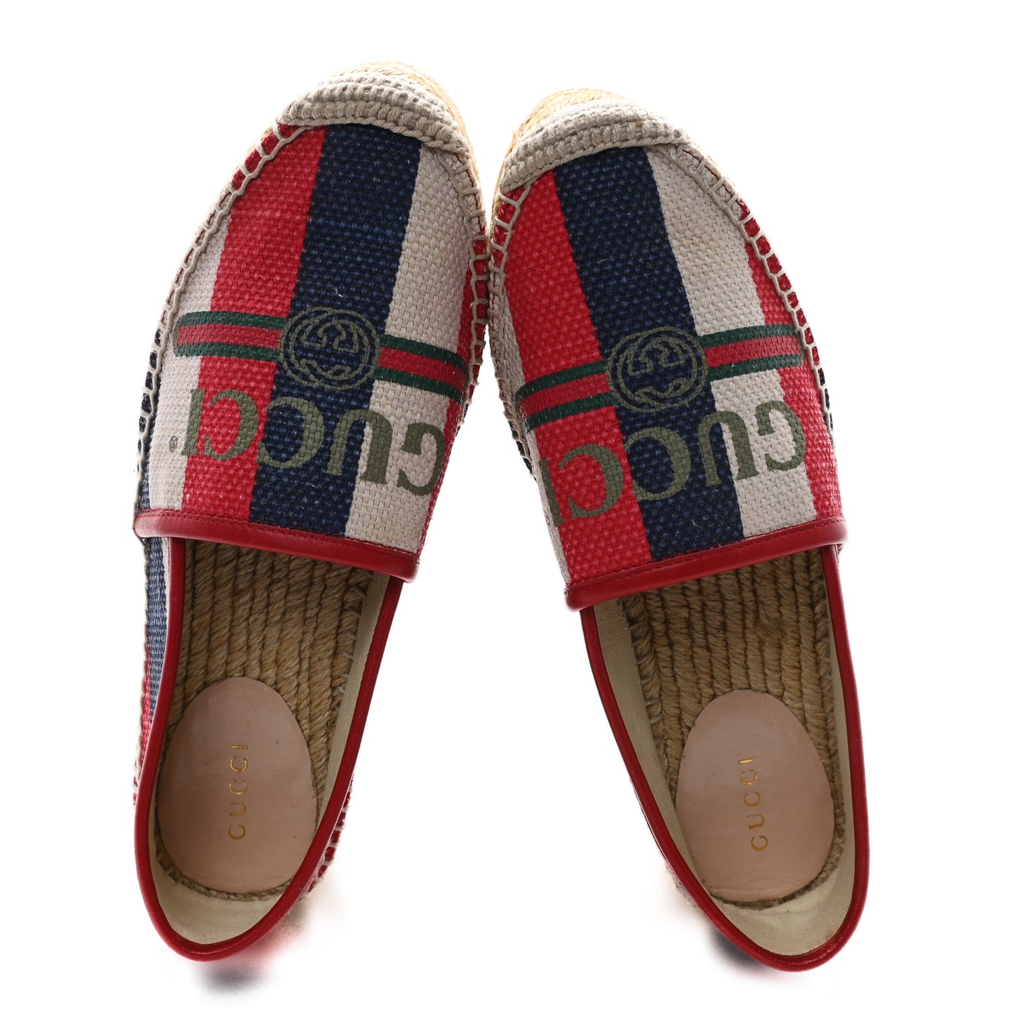 Canvas Sylvie Stripe Logo Platform Espadrilles 36 Mystic White Hibiscus Red Maritime
