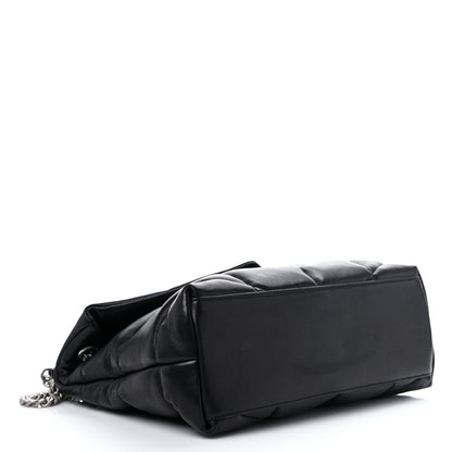 Saint Laurent Lambskin Quilted Medium Loulou Puffer Monogram Chain Satchel Black 4 of 13