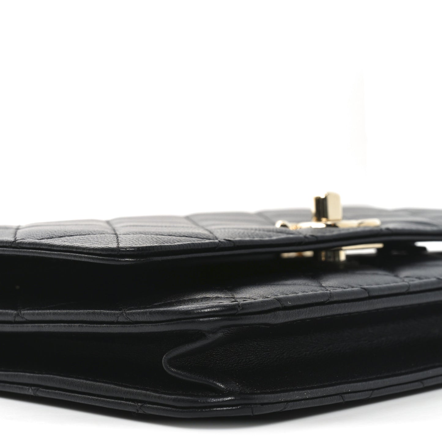 Lambskin Quilted Trendy CC Wallet On Chain WOC Black