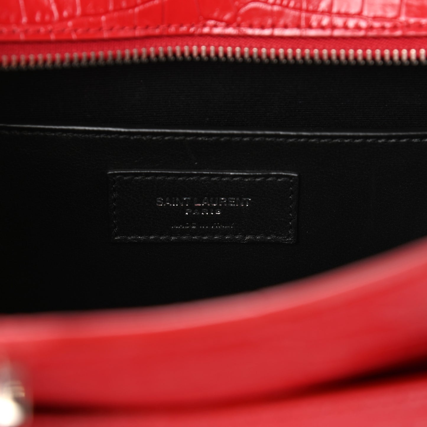 Calfskin Crocodile Embossed Small Uptown Tote Rouge Eros
