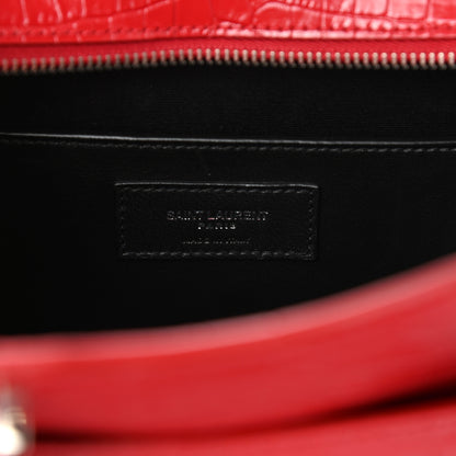 Saint Laurent Calfskin Crocodile Embossed Small Uptown Tote Rouge Eros 5 of 7