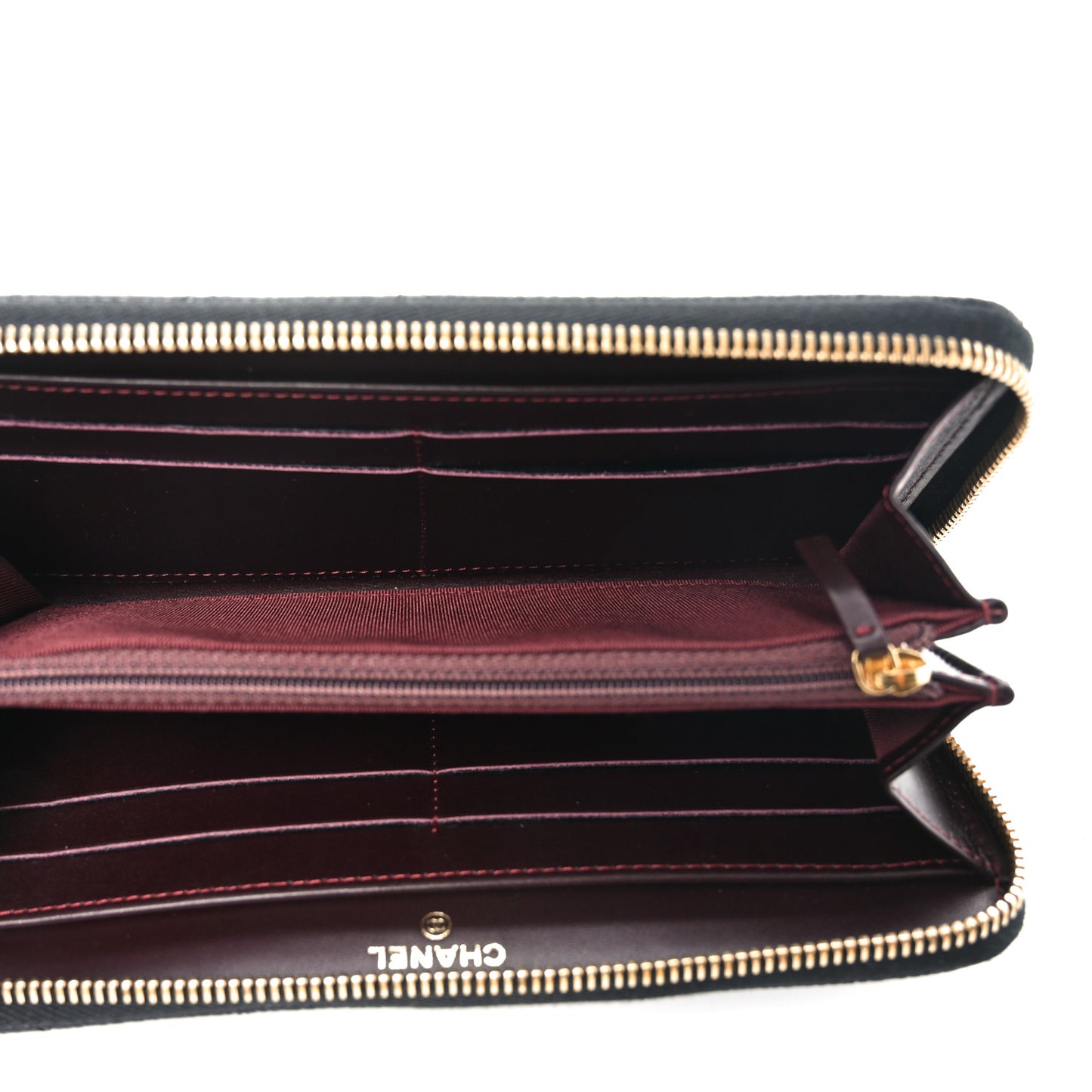 Caviar Quilted Large Gusset Zip Around Wallet Black