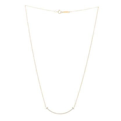 Tiffany 18K Yellow Gold Diamond Small T Smile Pendant Necklace 3 of 5