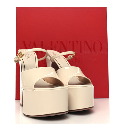 Valentino Garavani Patent Tan-Go 55/155mm Platform Slide Sandals 37 Light Ivory 3 of 9
