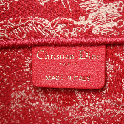 Christian Dior Canvas Embroidered Medium Dioriviera Toile De Jouy Book Tote Raspberry 5 of 6