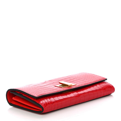 Fendi Shiny Alligator Vitello Century Lucido Peekaboo Continental Wallet Pomodoro 4 of 13