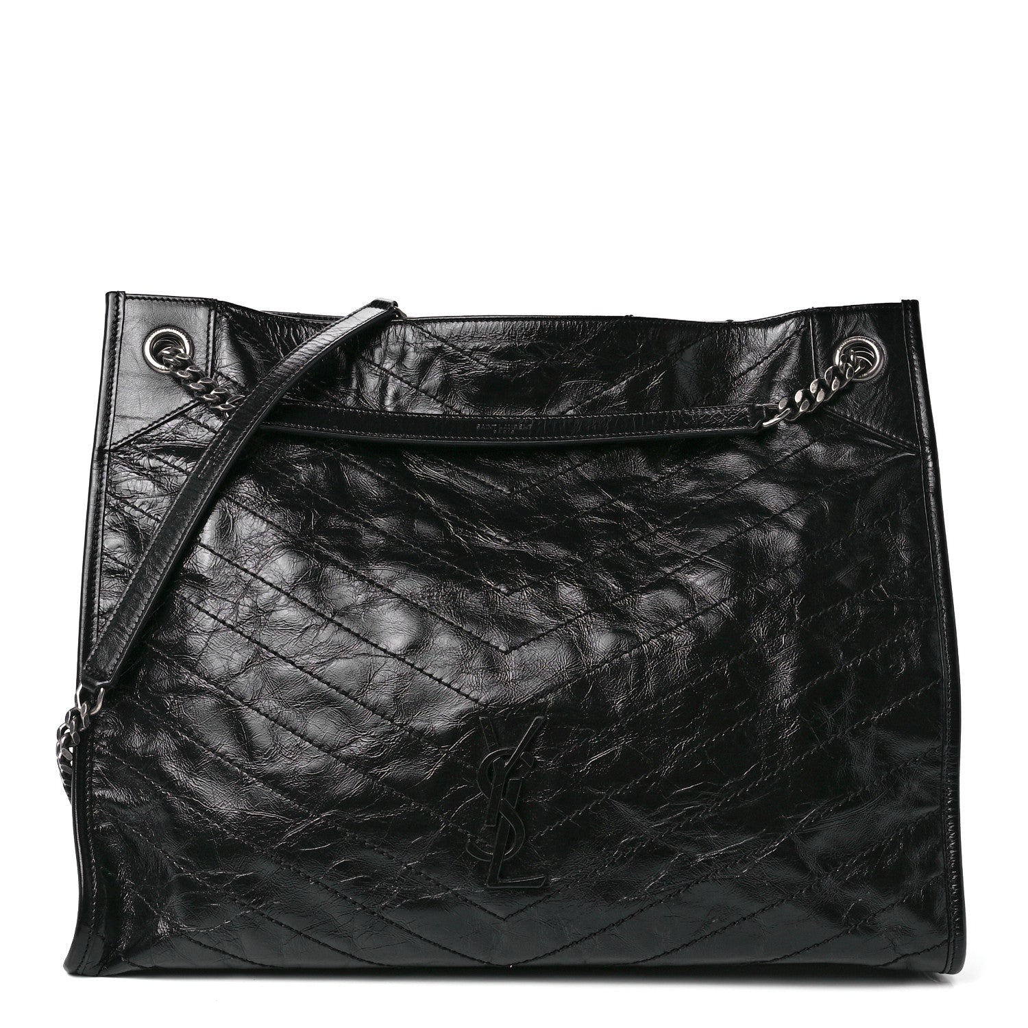 Saint Laurent Crinkled Calfskin Matelasse Monogram Niki Shoulder Bag Black 1 of 11
