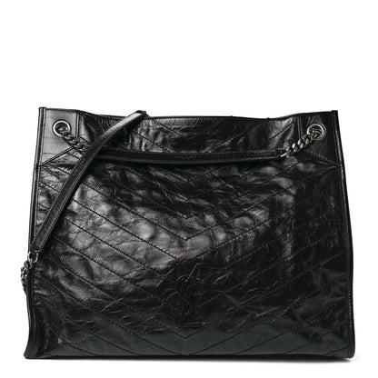 Saint Laurent Crinkled Calfskin Matelasse Monogram Niki Shoulder Bag Black 1 of 11