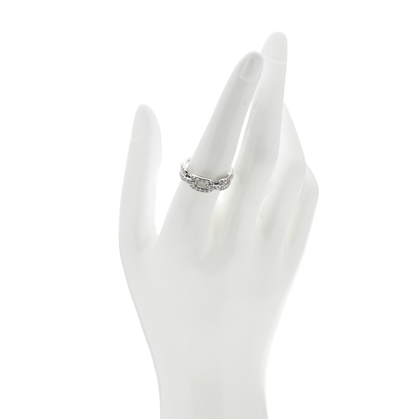 18K White Gold Diamond 7mm Stax Chain Link Ring 57 8