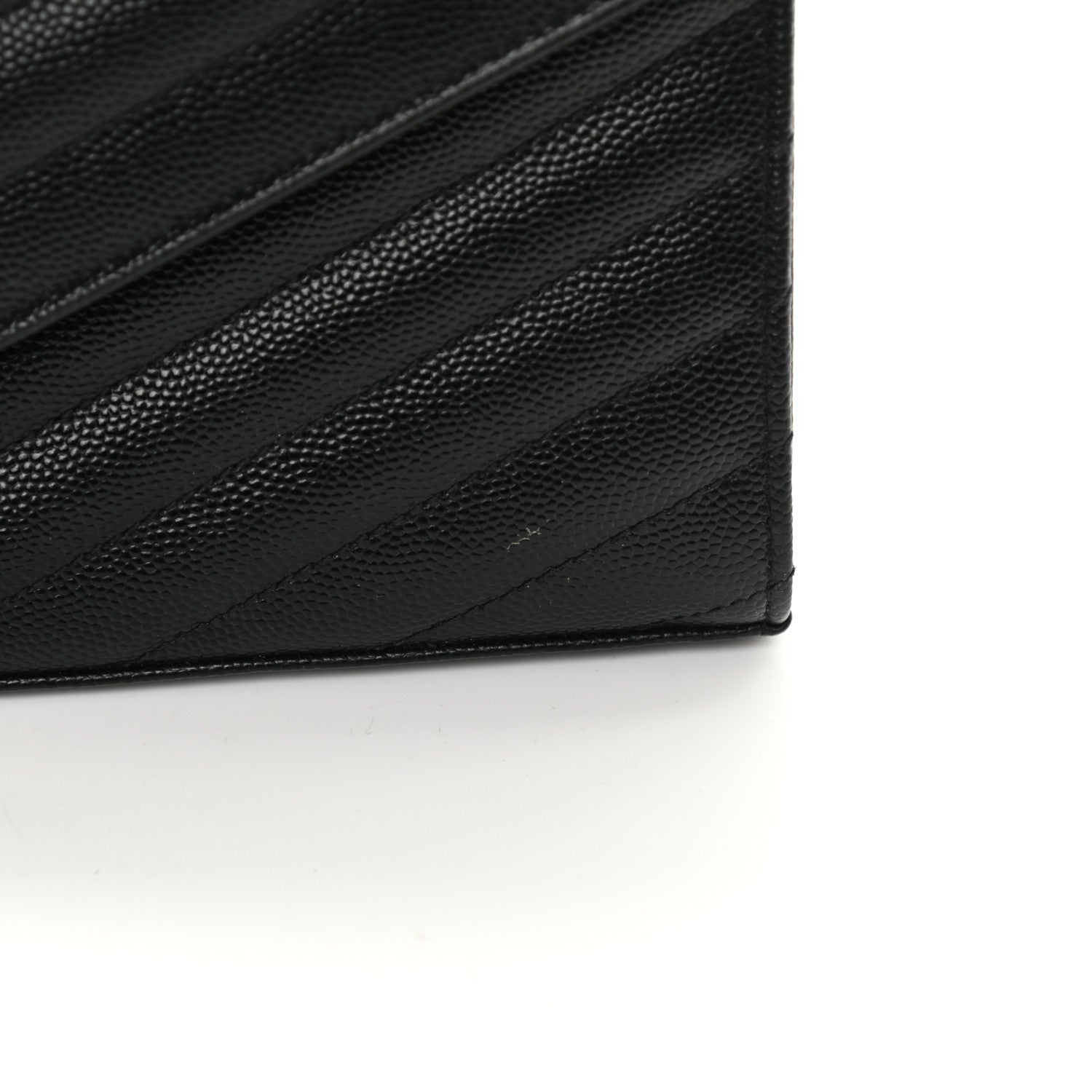 Saint Laurent Grain De Poudre Matelasse Chevron Monogram Chain Wallet Black 14 of 15