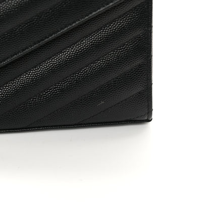 Saint Laurent Grain De Poudre Matelasse Chevron Monogram Chain Wallet Black 14 of 15