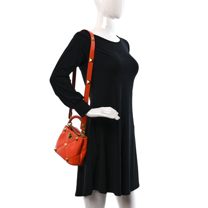 Valentino Garavani Nappa Small Roman Stud The Handle Bag Orange Zest 2 of 9