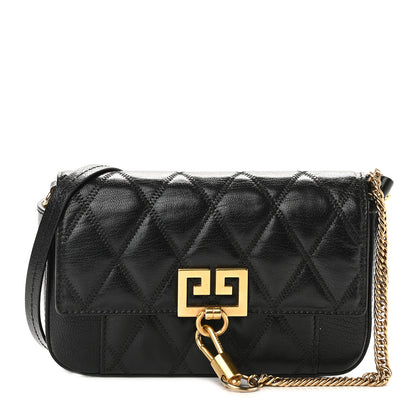 Givenchy Goatskin Quilted GV3 Mini Pocket Convertible Bag Black 1 of 8