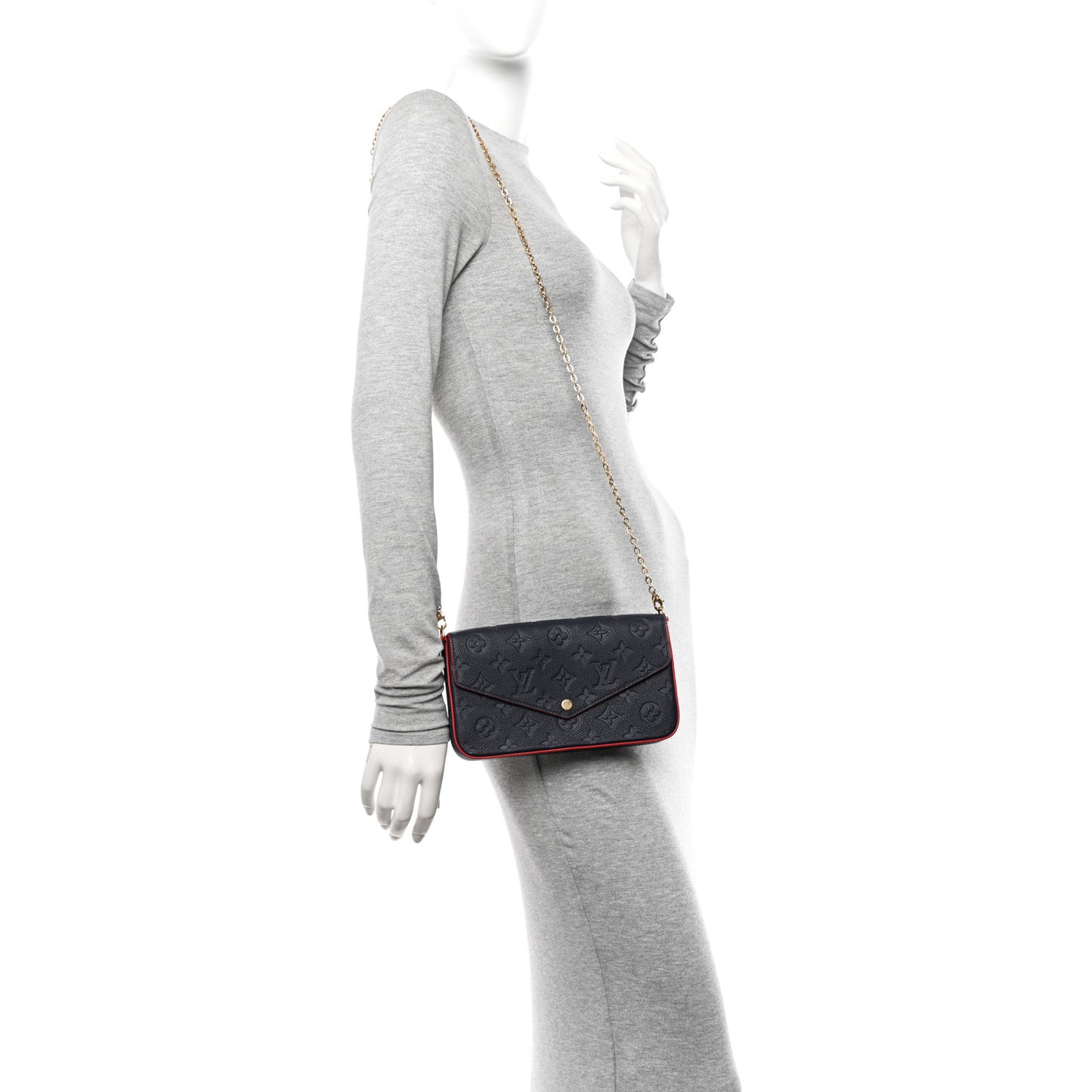 Empreinte Pochette Felicie Chain Wallet Marine Rouge