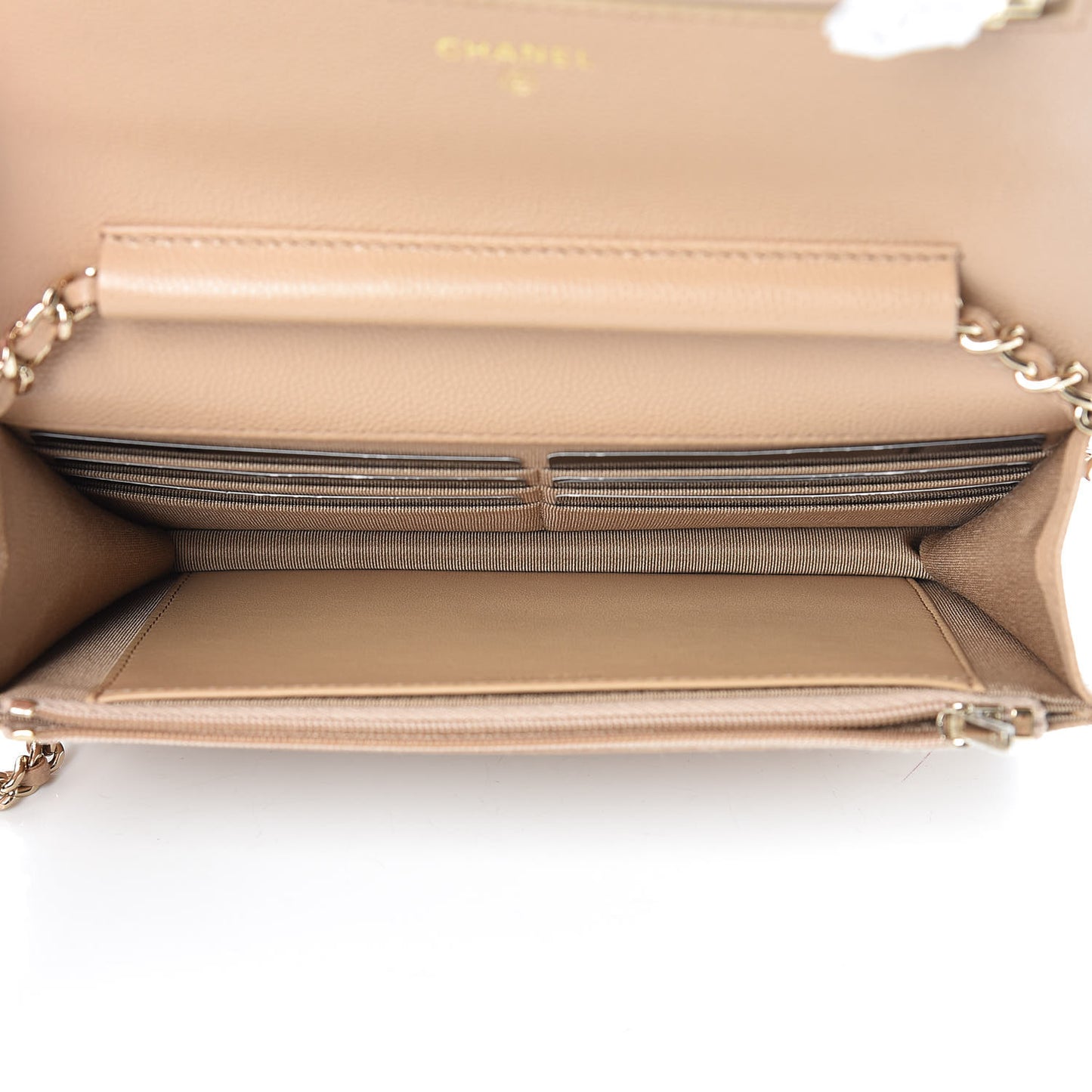 Caviar Quilted Wallet On Chain WOC Beige