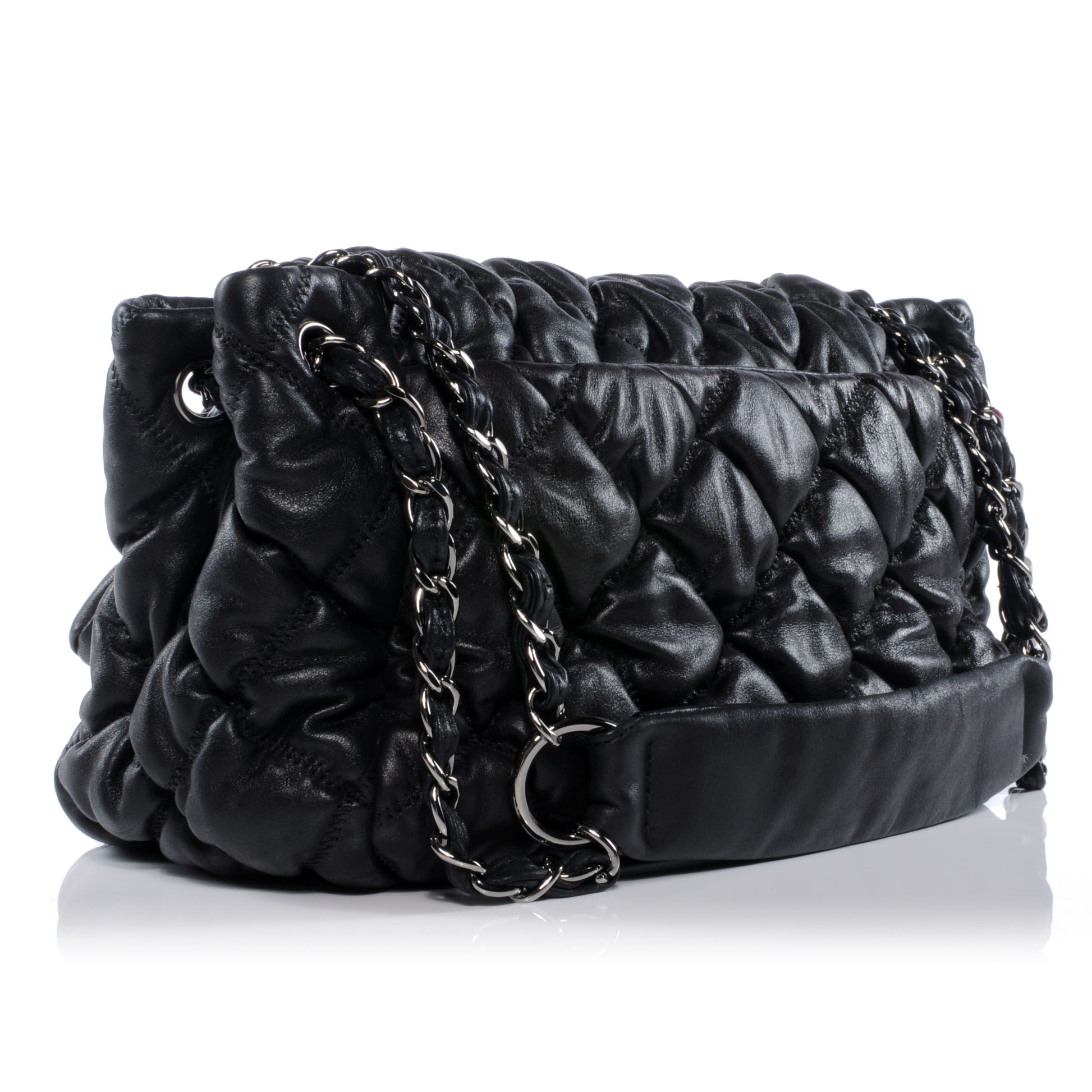 Chanel Leather Bubble Quilt Flap Bag Black 4 of 10