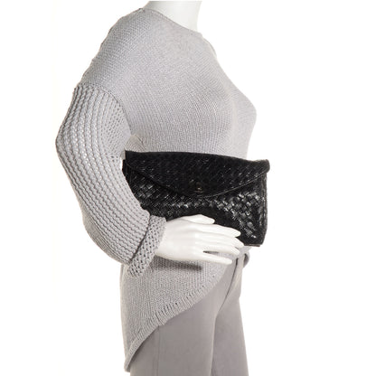 Bottega Veneta Ayers Intrecciato Karung Clutch Black 2 of 8