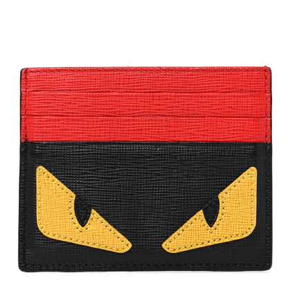 Fendi Vitello Elite Monster Eyes Card Holder Black Yellow Red 1 of 7