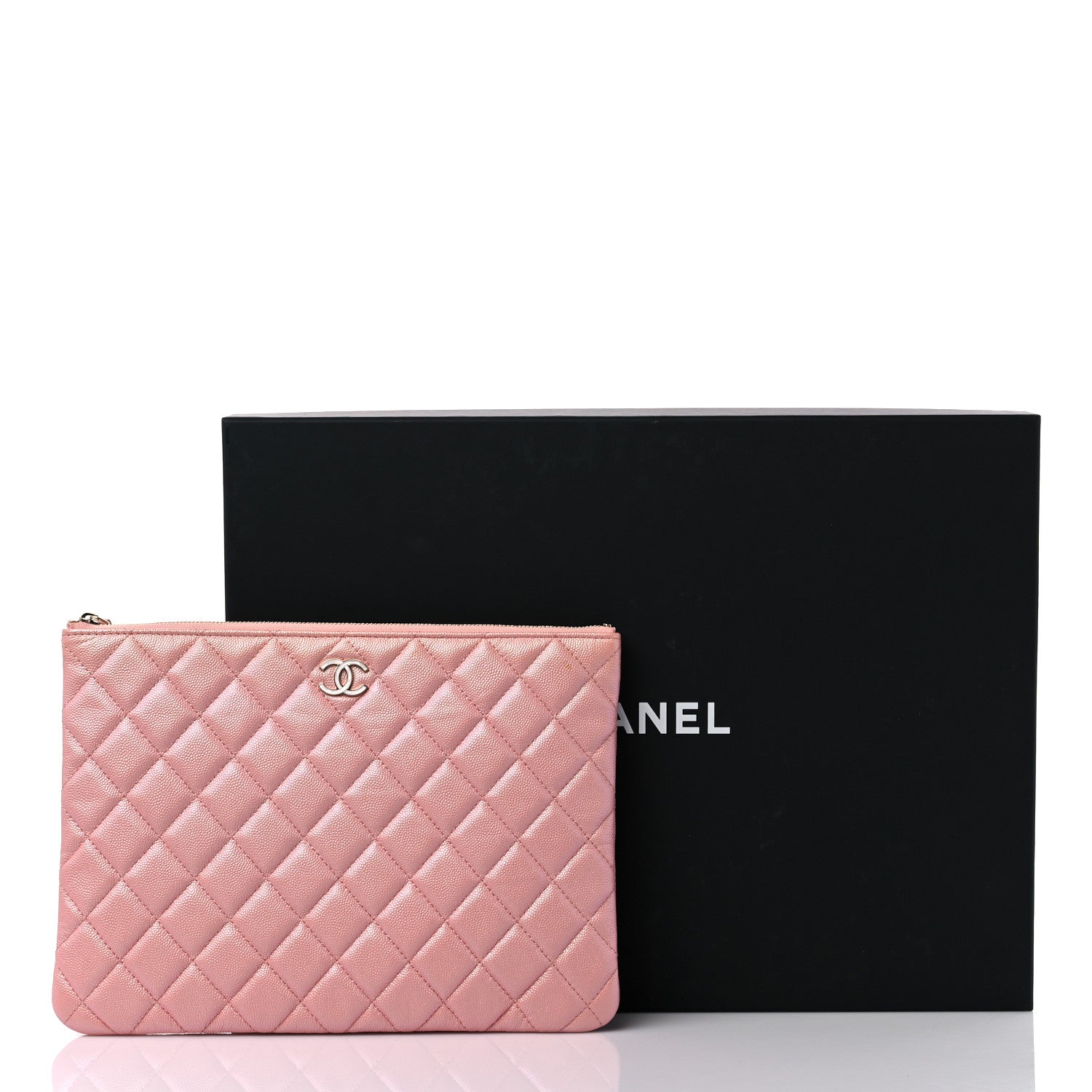 Chanel Iridescent Caviar Quilted Medium Cosmetic Case Rose Pink 11 of 11