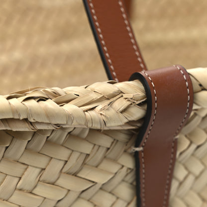 Celine Raffia Calfskin Triomphe Medium Panier Tan 10 of 10