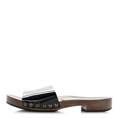 Miu Miu Patent Logo Slide Clogs 36 Black 1 of 9