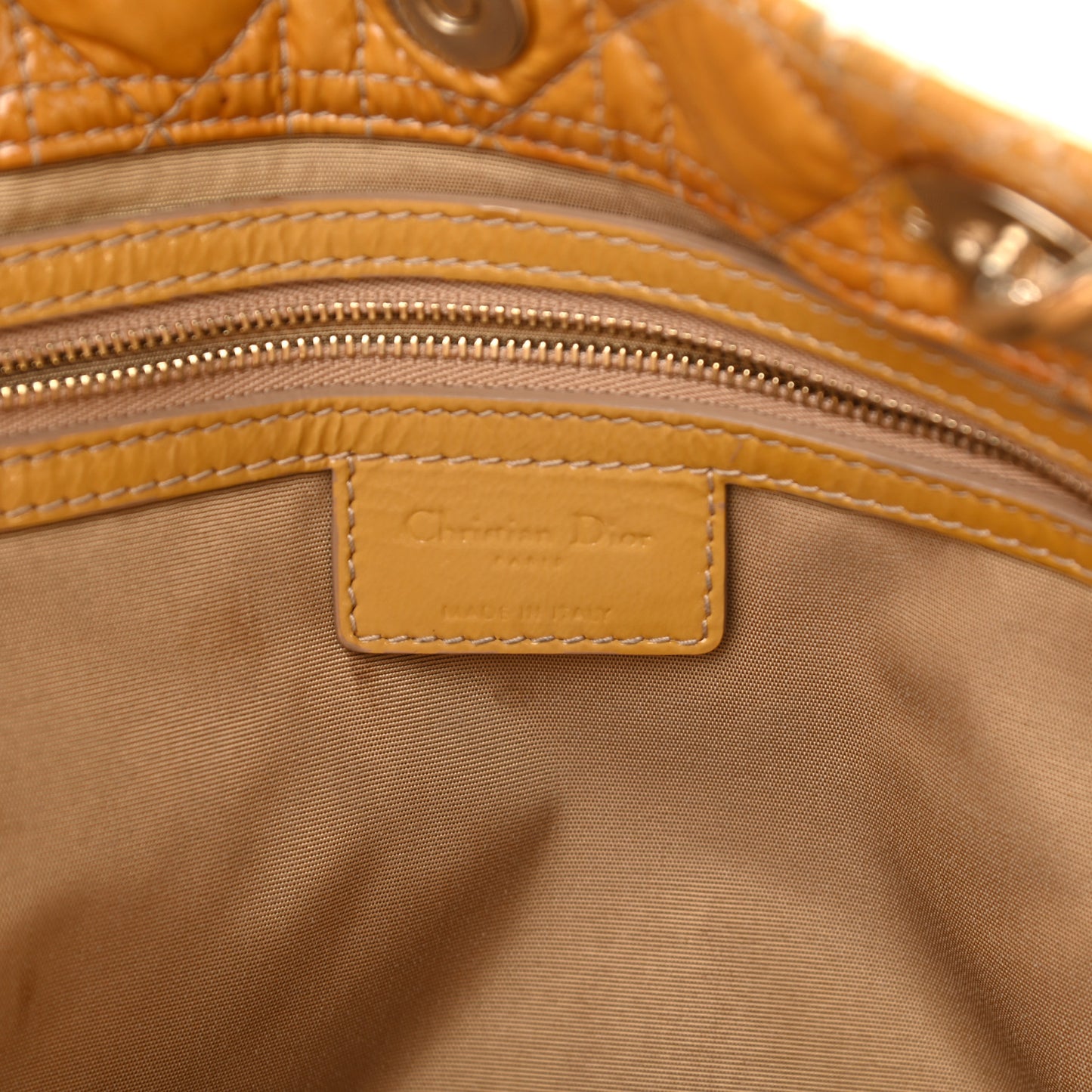Patent Cannage Large Dior Soft Shopping Tote Beige