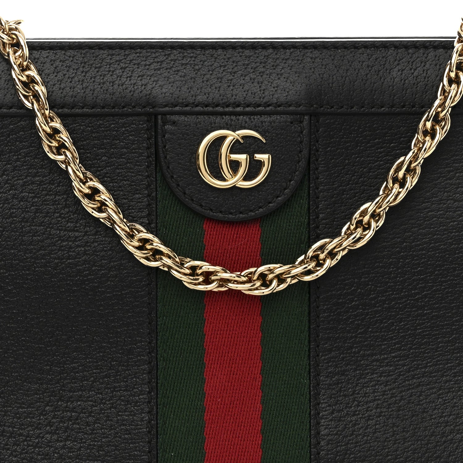 Gucci Calfskin GG Web Small Ophidia Chain Shoulder Bag Black 9 of 11