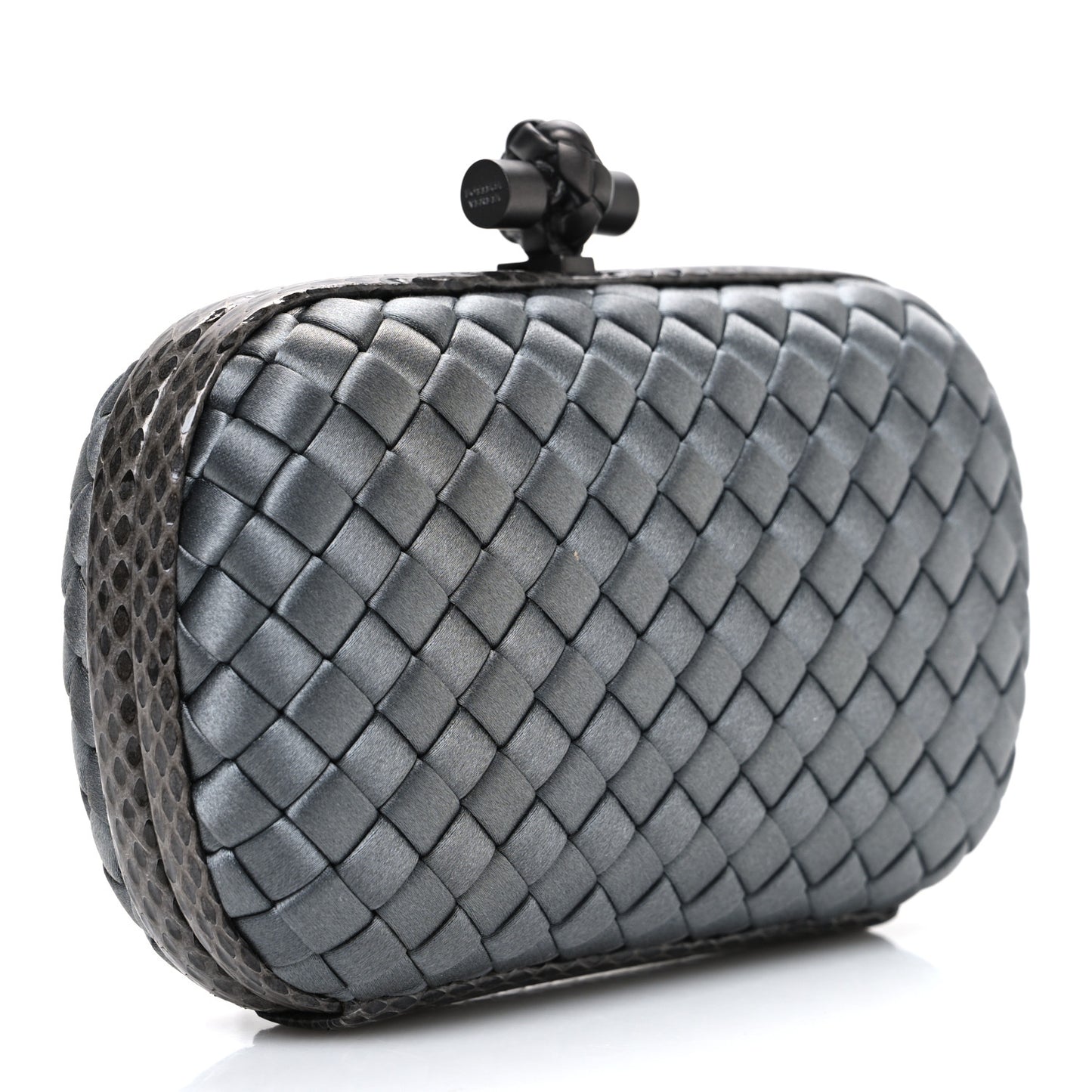 Satin Intreccio Impero Ayers Knot Clutch Grey