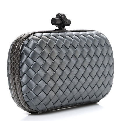 Bottega Veneta Satin Intreccio Impero Ayers Knot Clutch Grey 3 of 6