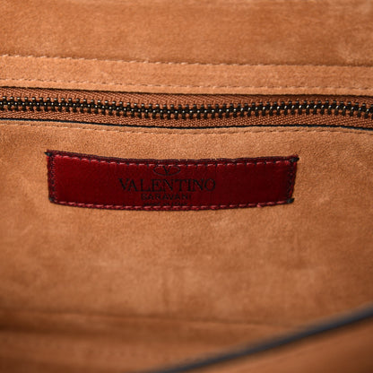 Valentino Garavani Calfskin Embroidered Medium Guitar Strap Rockstud Rolling Flap Saddle Bag Light Cuir 6 of 9